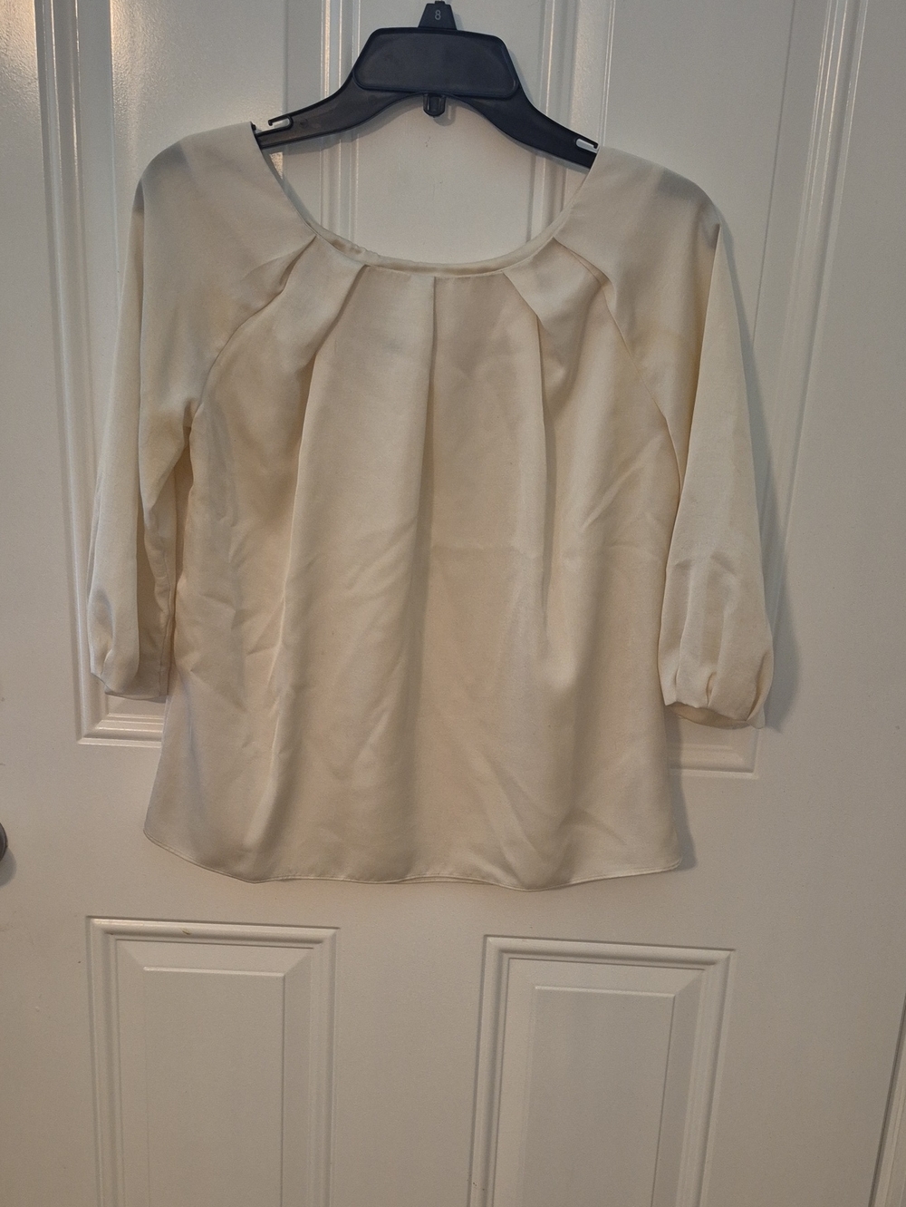 Talbots Ivory Pleated Scoop-Neck Blouse